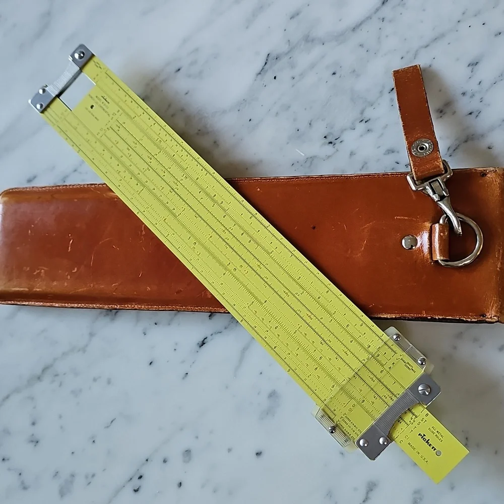 Vintage Pickett N-3-ES Power Log Exponential Slide Rule With Leather Case - Picture 1 of 15